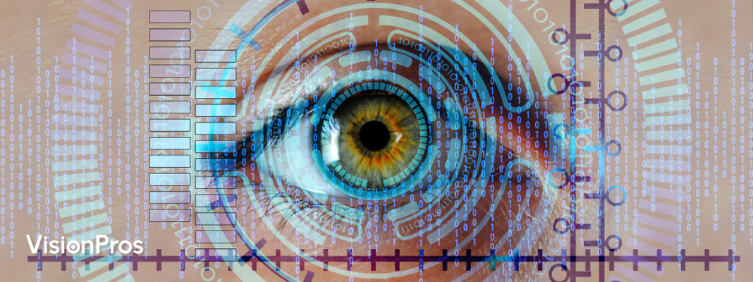 An eye overseeing a high tech interface