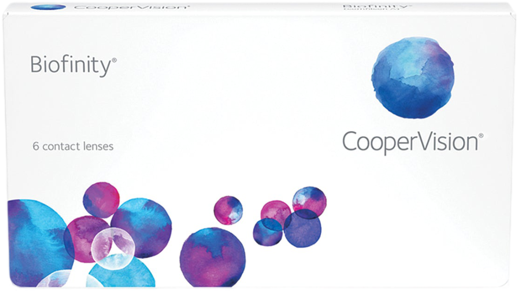 Box of Biofinity contact lenses.