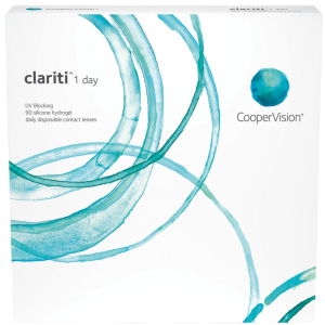 Box of Clariti 1 Day contact lenses.