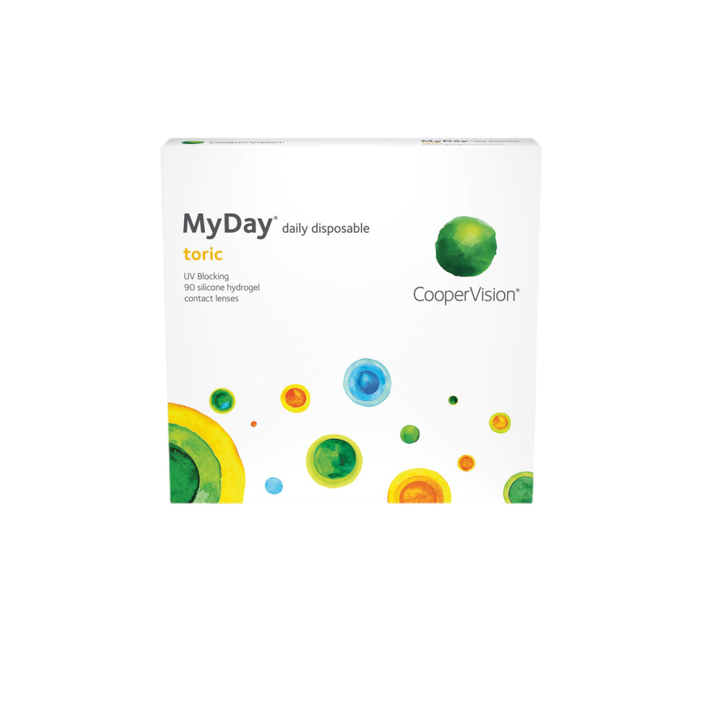 A box of CooperVision MyDay Toric contact lenses