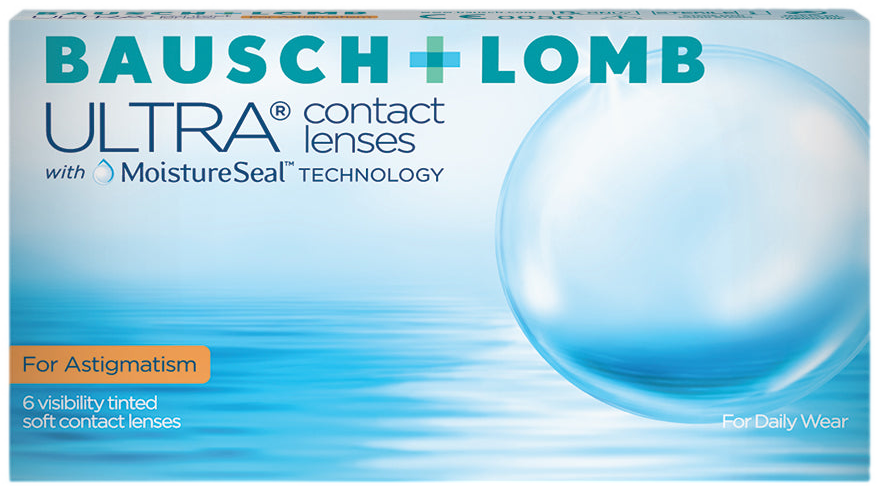 A box of Bausch + Lomb ULTRA for Astigmatism contact lenses.