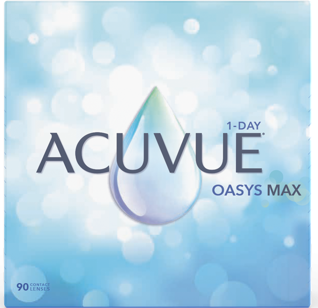 A box og Acuvue 1-day Oasys MAX contact lenses.