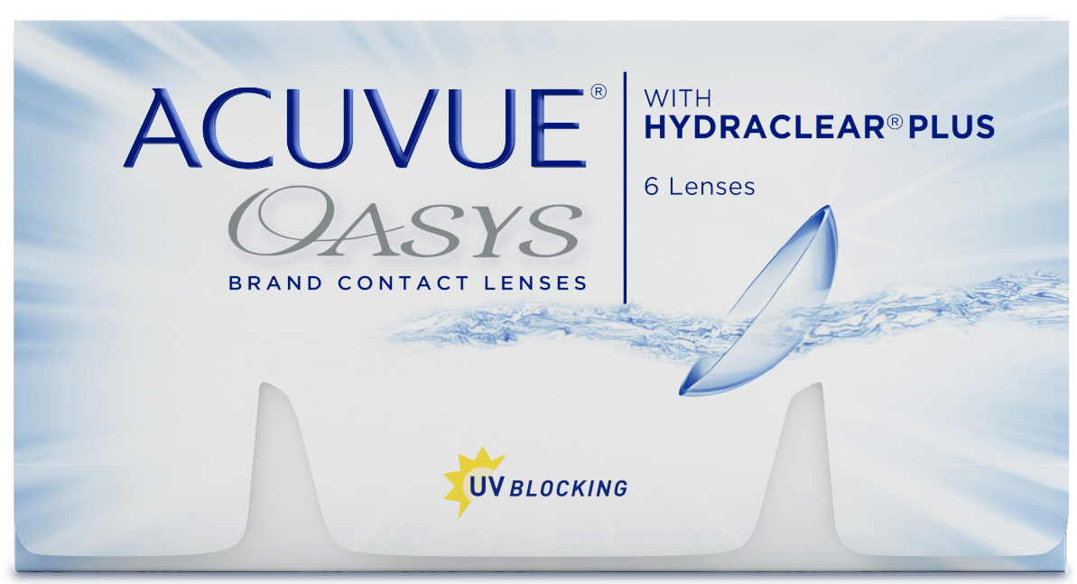A box of Acuvue Oasys (2 week) contact lenses.