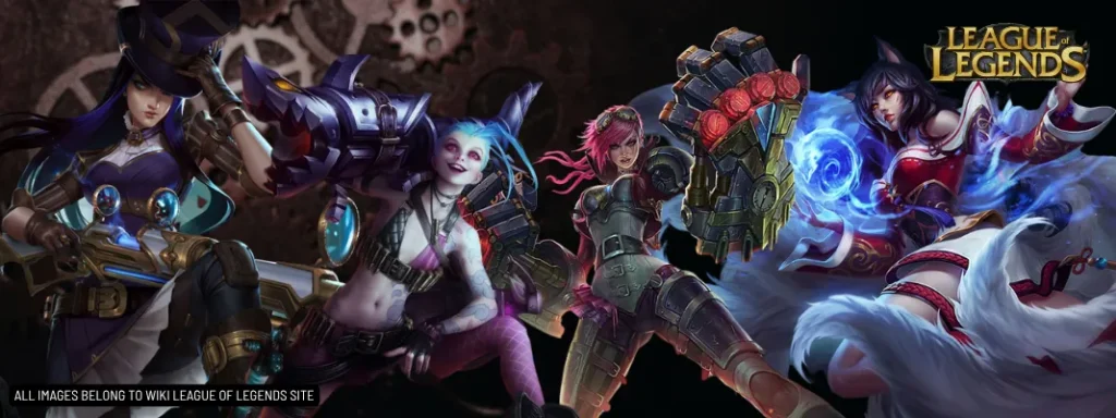 League of Legends Champions: Caitlyn, Jinx, Vi, and Ahri