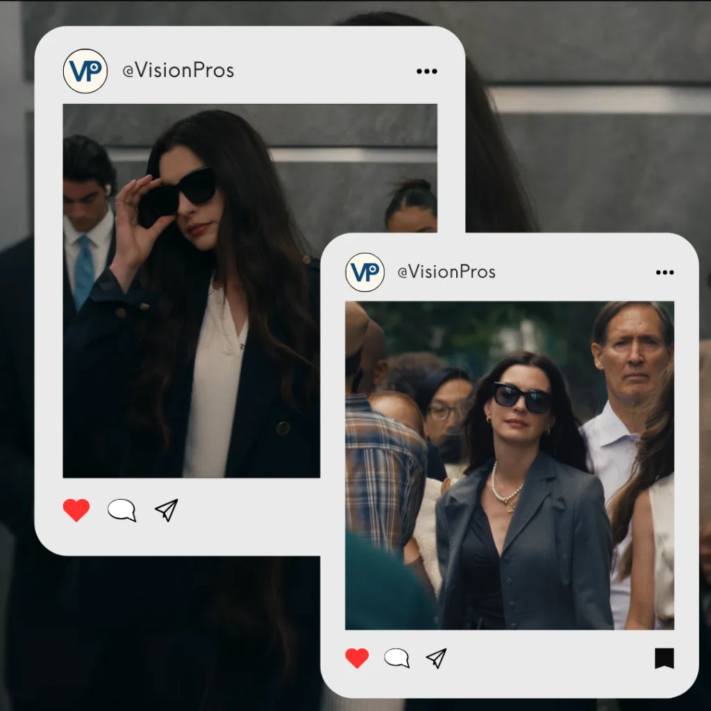 Anne Hathaway with larger, darker shades.