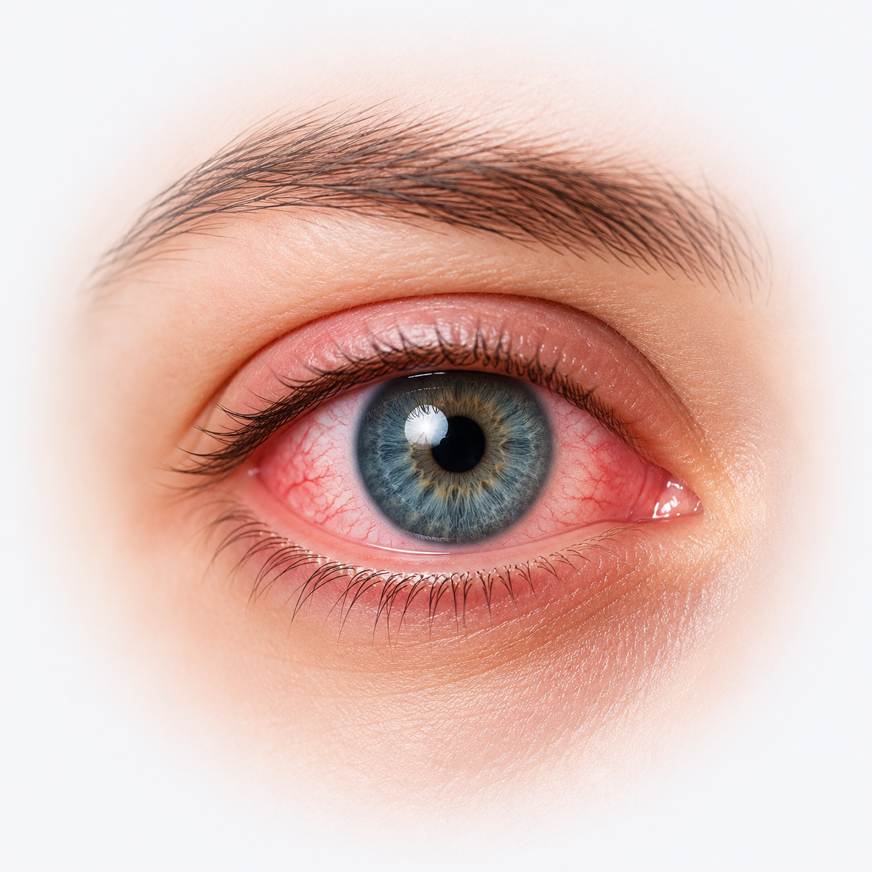 Close-up of a red, irritated eye