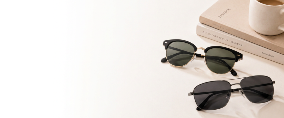 Stylish sunglasses with lifestyle props