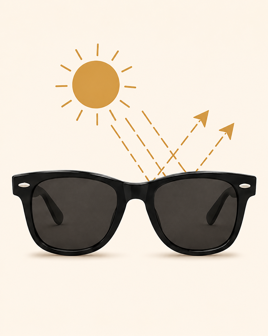 Sunglasses blocking UV rays from the sun illustration