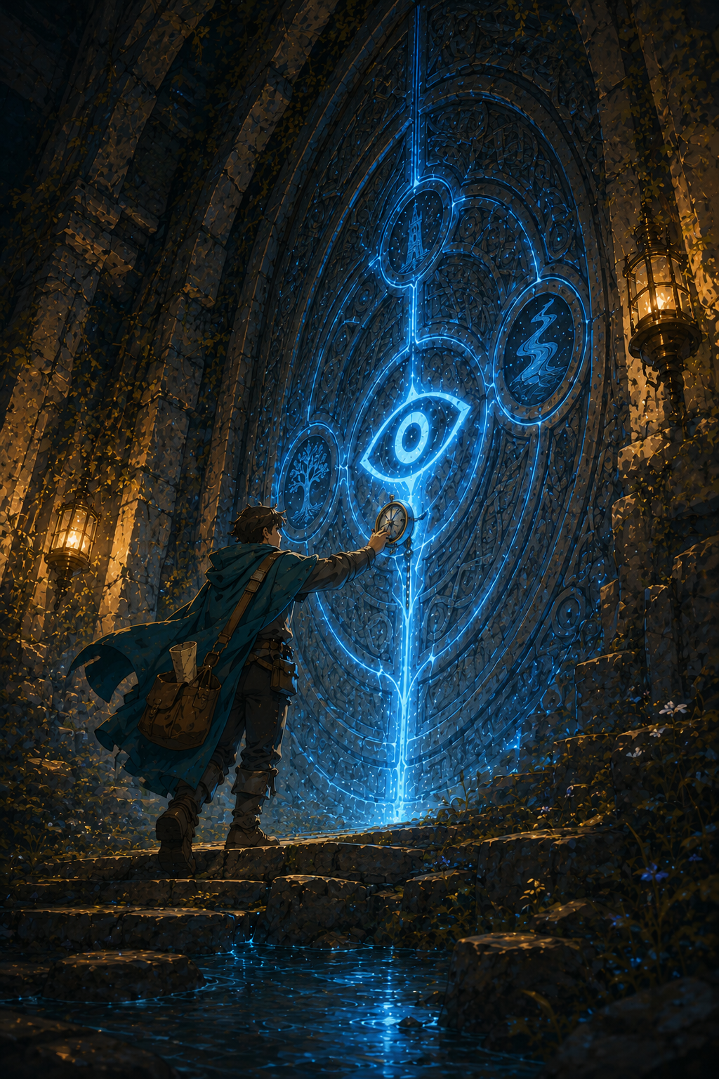 A circular stone door opening beneath the northern ridge