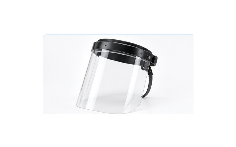Clear protective face guard with black headband