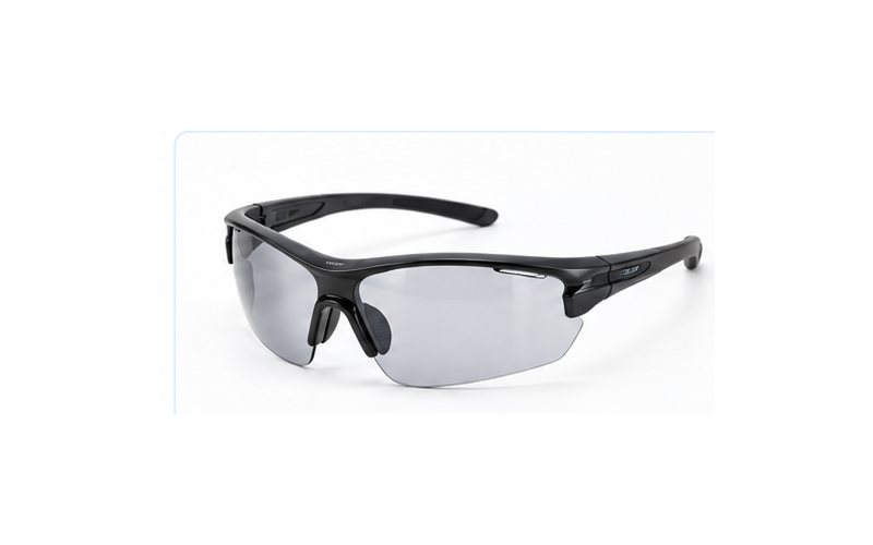 Black wraparound polycarbonate sports glasses